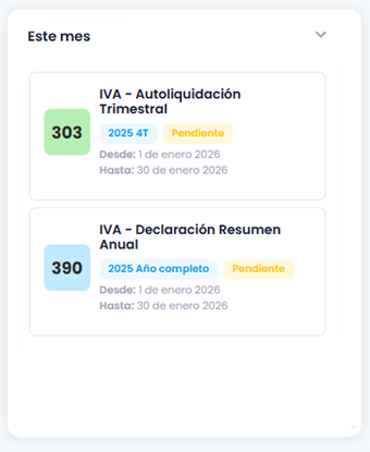 Calendario fiscal con alertas de impuestos en la agenda