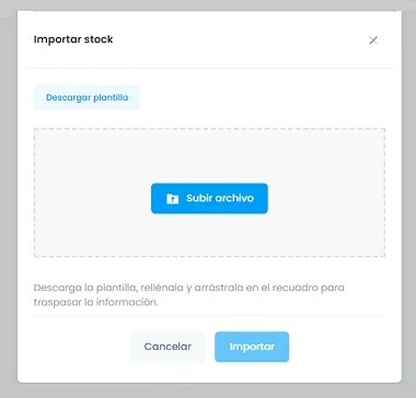 Importa tu inventario desde Excel