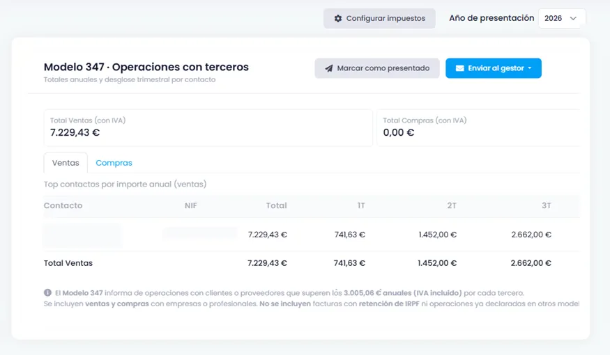Control de IVA e IRPF y configuración de modelos 303 y 130