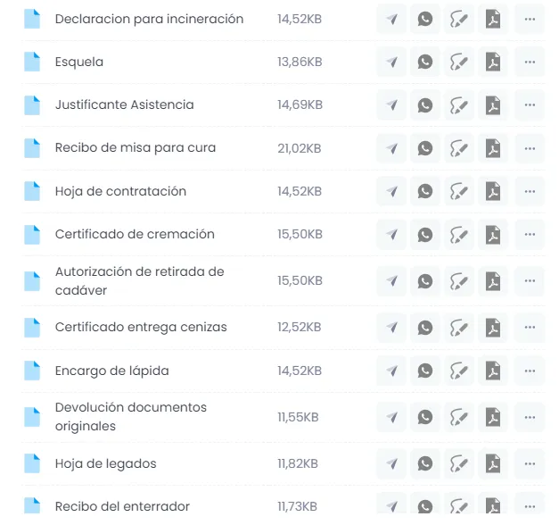 Plantillas de expediente para gestión funeraria