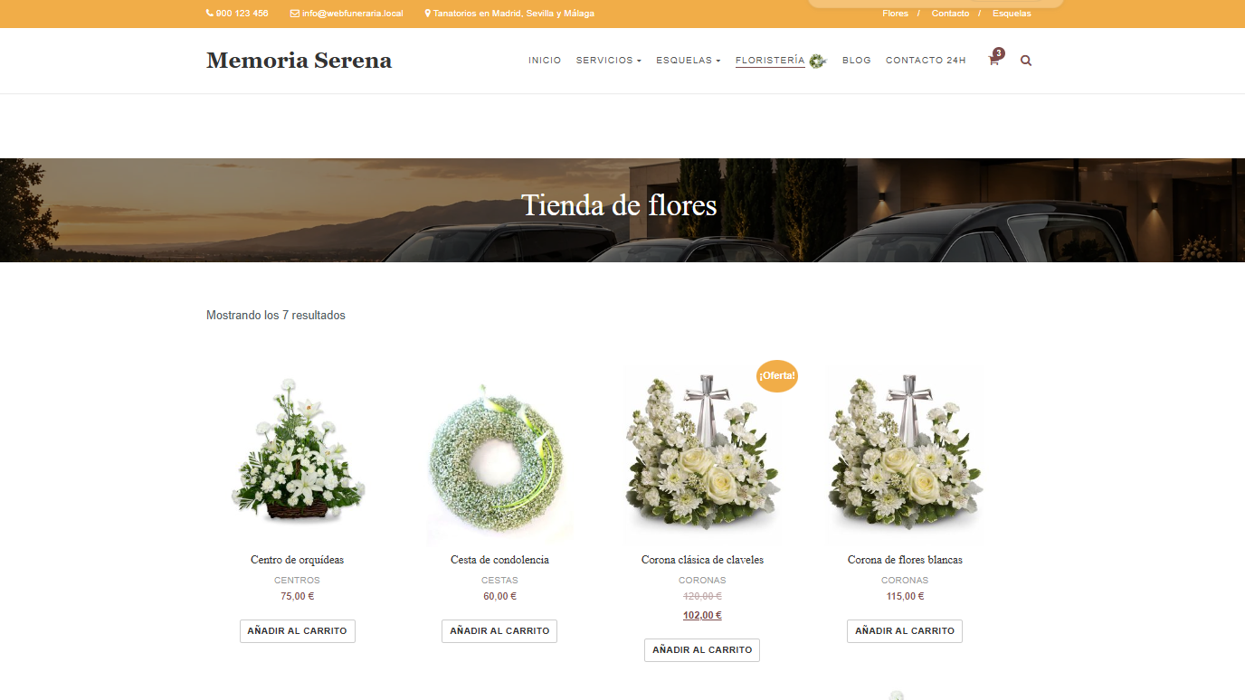 Tienda de flores online para funerarias